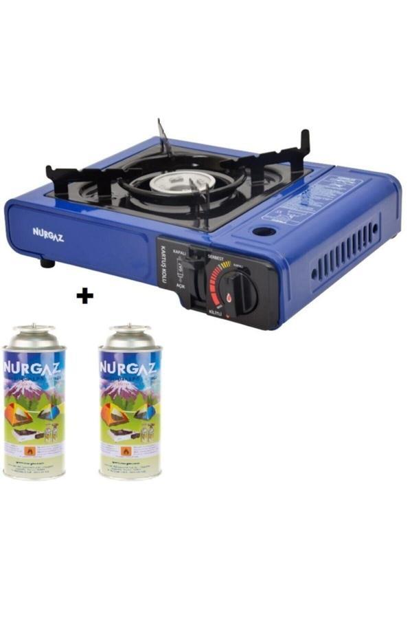 Tekli Portatif Ocak Tüp Mavi+2 Adet 220 Gr Kartuş Set - Image 1