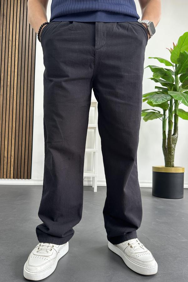 Erkek Rahat Kalıp Keten Pantolon Siyah Edw266 - Image 1
