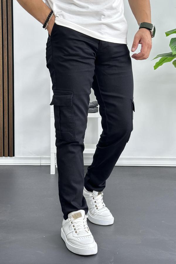 Erkek Yan Cepli Kargo Pantolon Siyah Edw184 - Image 1