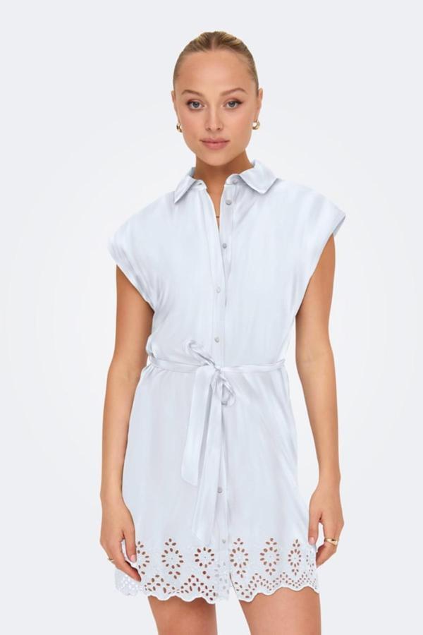 ONLLOU LIFE EMB S/S SHIRT DRESS PTM BEYAZ - Image 1