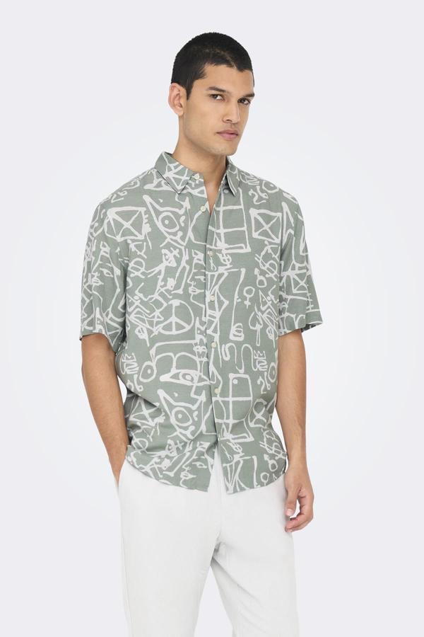 ONSBUD LIFE SS SLIM AOP VISC/LIN SHIRT  - Image 1