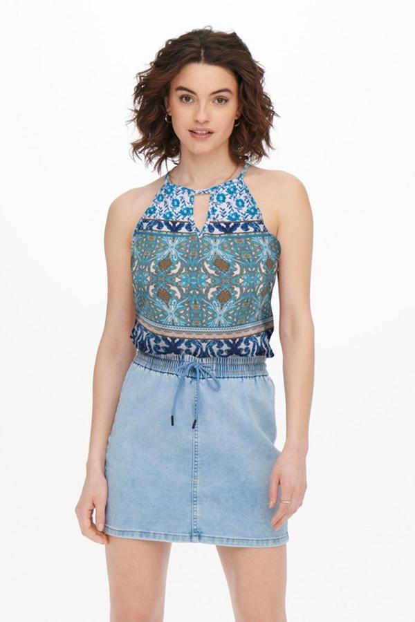 ONLY ONLALMA LIFE VIS S/L KEYHOLE TOP  AOPmavi - Image 1