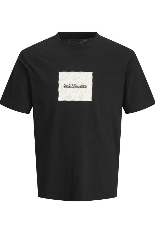 Jack&Jones JORSPLIT AOP BRANDING TEE SS CREW NECK SİYAH - Image 1
