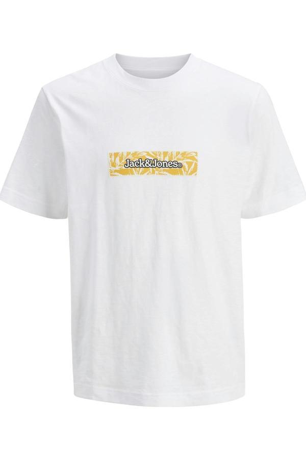 Jack&Jones JORSPLIT AOP BRANDING TEE SS CREW NECK BEYAZ - Image 1