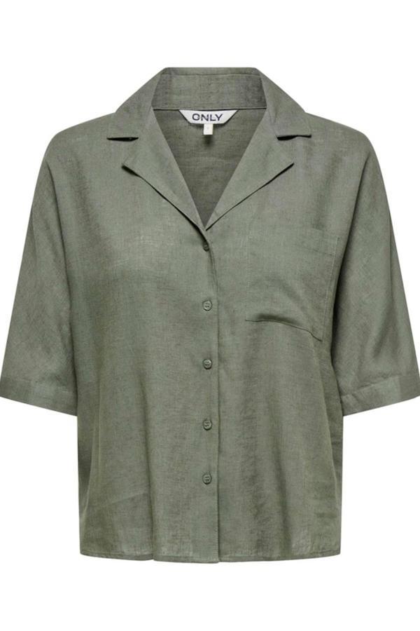ONLTOKYO LIFE SS LINEN BL SHIRT PNT NOOS YEŞİL - Image 1