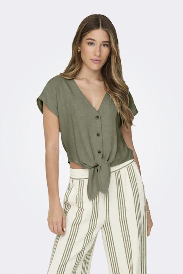 ONLSIESTA SS KNOT LIN BL SHIRT PNT NOOS YEŞİL - Image 1