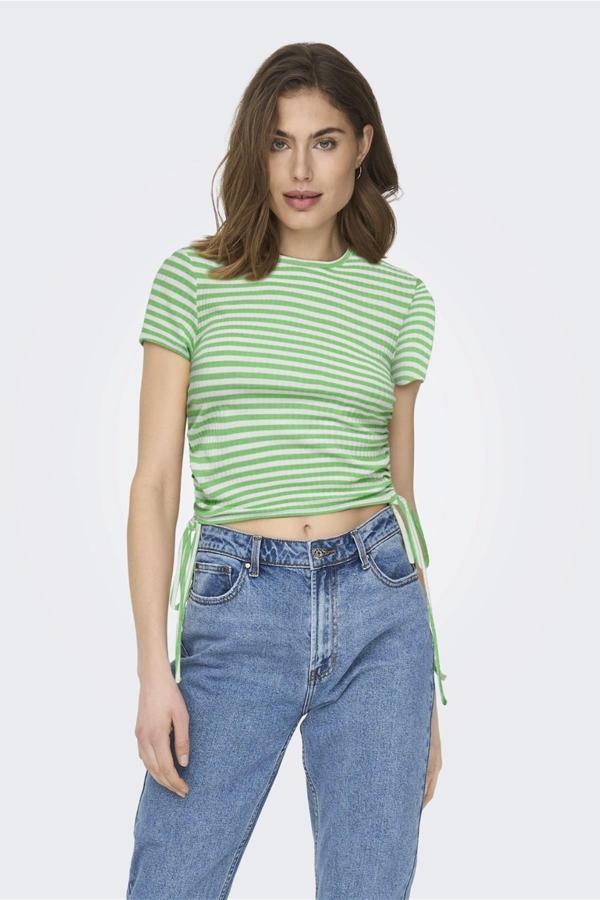 ONLY ONLWENDY S/S RUCHING TOP JRS 15284982 YEŞİL - Image 1
