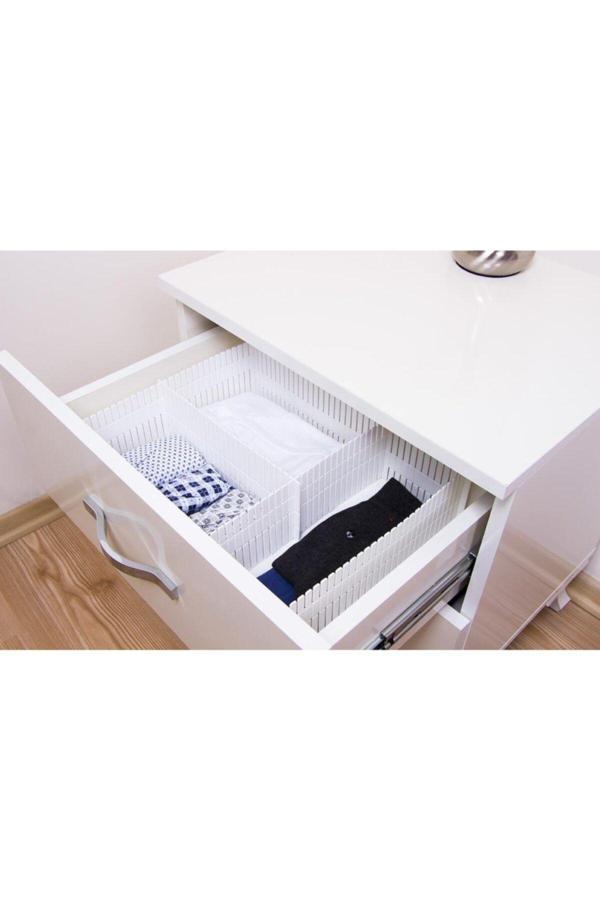 Hiper Çekmece Içi Organizer, Çekmece Düzenleyici, Dolap Içi Organizer, 4'Lü 10*40, Krem Rengi - Image 1