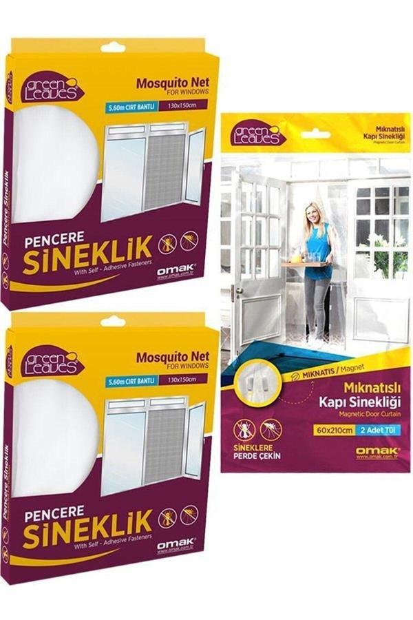 Omak 3 Lü Paket Mıknatıslı Kapı Sinekliği Tülü 2 Adet Pencere Sinekliği Paketi - Image 1