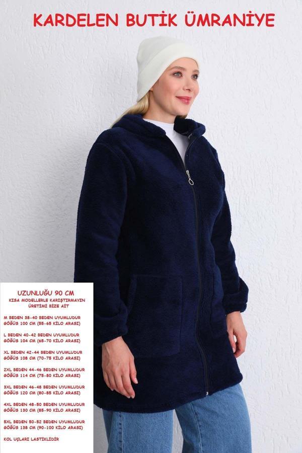 Kardelen Butik Ümraniye Kışlık Polar Mont Uzun Welsoft Lacivert - Image 1