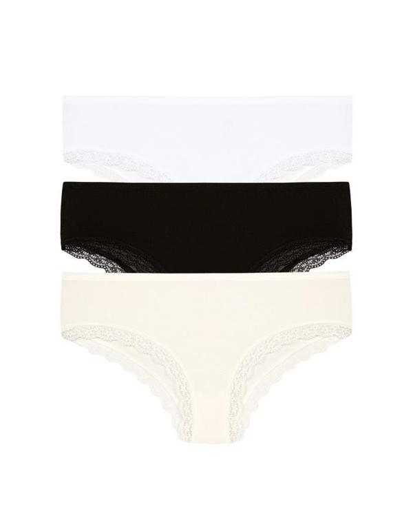 3 lü Paket Şahin Bayan Kenar Dantelli Likralı Bikini Külot 30621 - Image 1