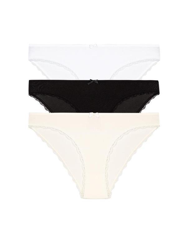 3 lü Paket Şahin Bayan Kenar Dantelli Likralı Bikini Külot 30622 - Image 1