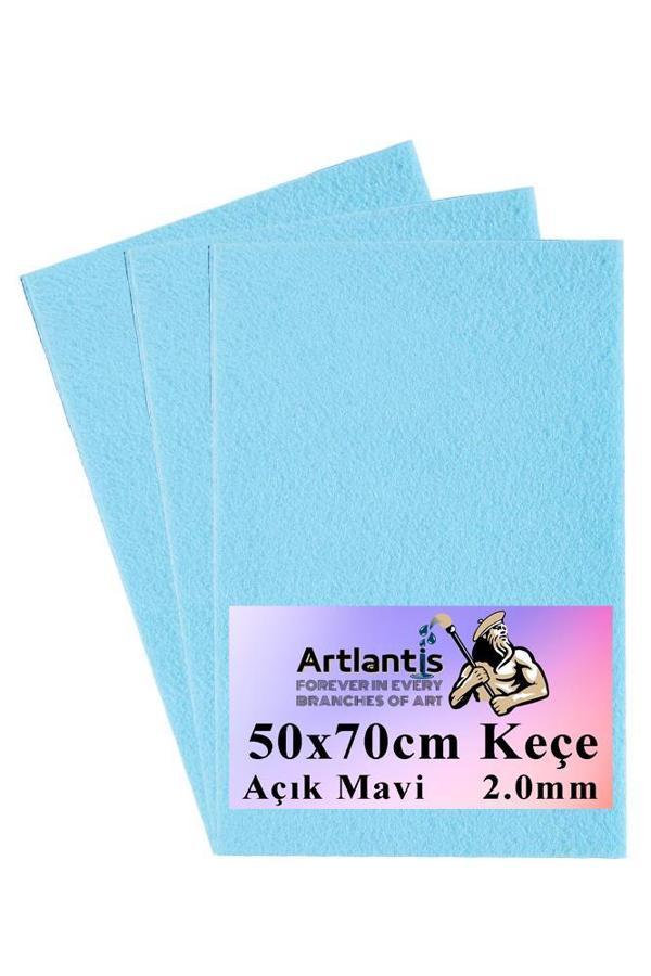 Açık Mavi Keçe 50x70 cm 2.0 mm 3 Adet Renkli Hobi Keçesi Elişi Keçesi Anasınıfı Kreş Okul Öncesi - Image 1