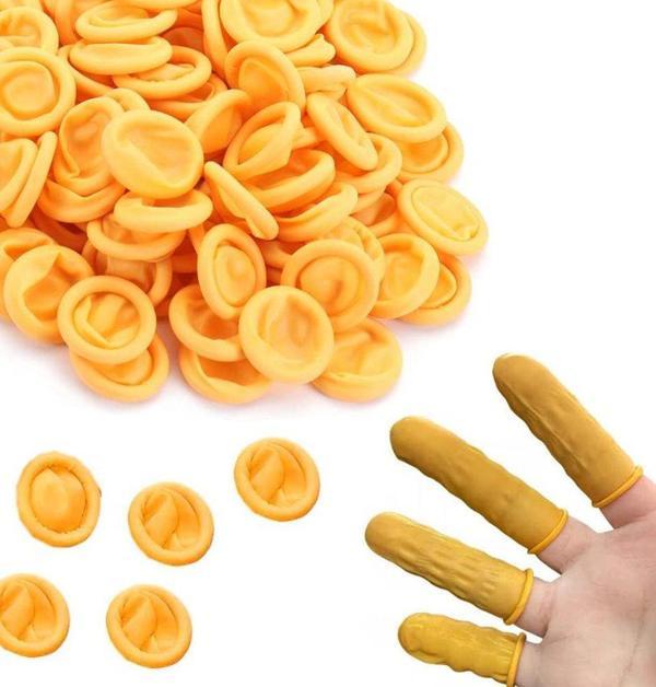 Lateks Parmak Ucu Eldiven Sarı 100 Adet - Image 1