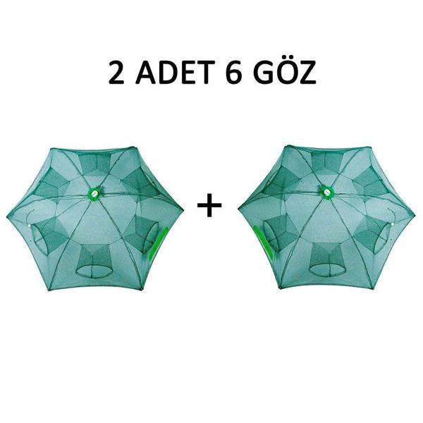  Şemsiye Balık Tuzağı 2 Adet 6 Göz Yengeç Kuş Balık Yakalama Tuzağı - Image 1