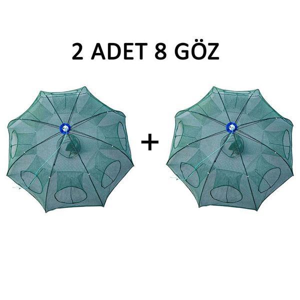  Şemsiye Balık Tuzağı 2 Adet 8 Göz Yengeç Kuş Balık Yakalama Tuzağı - Image 1