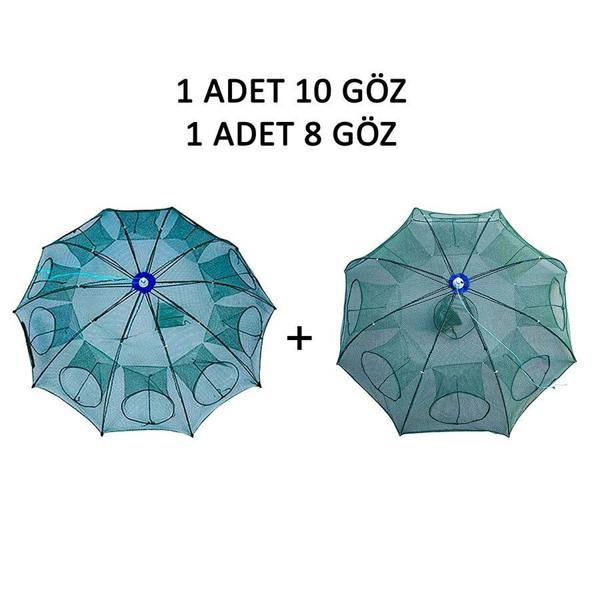 Şemsiye Balık Tuzağı 2 Lİ Set 1 Adet 10 Göz + 1 Adet 8 Göz - Image 1