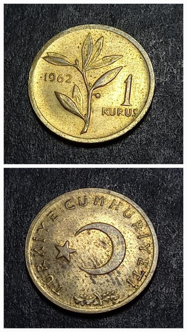 Escoines Koleksiyon 3996367e36d01f0d00 ÇİL 1Kuruş 1962 eski madeni para - Image 1