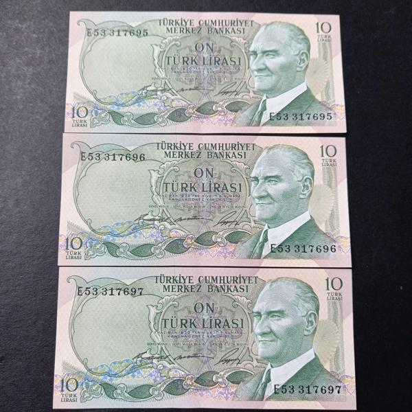 Escoines Koleksiyon 3996367e832474310c Seri Takipli ÇİL 3 Adet 6.Emisyon E53 1.Tertip 10 Lira ÇİL - Image 1