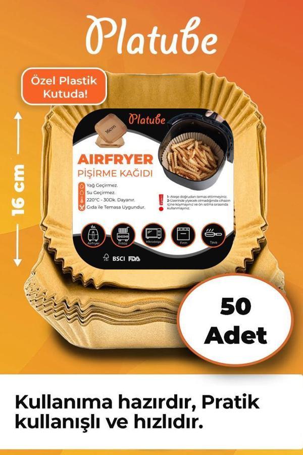 Pisirme Kagidi 50 adet Airfryer Yagli Kagit Xiaomi Philips Air Fryer Tüm Markalara Uyumlu Kare - Image 1