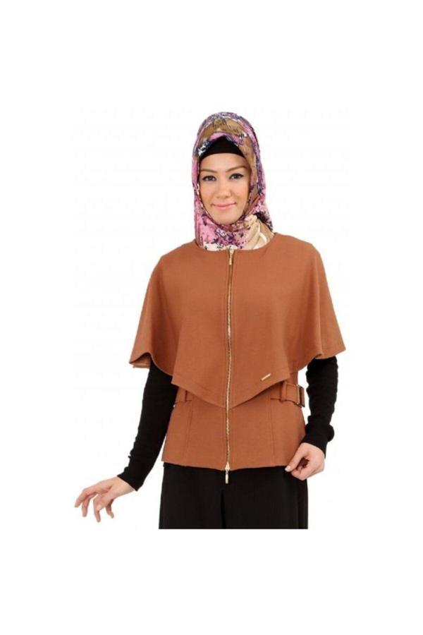Kadın Kahverengi Panço Yelek - Image 1