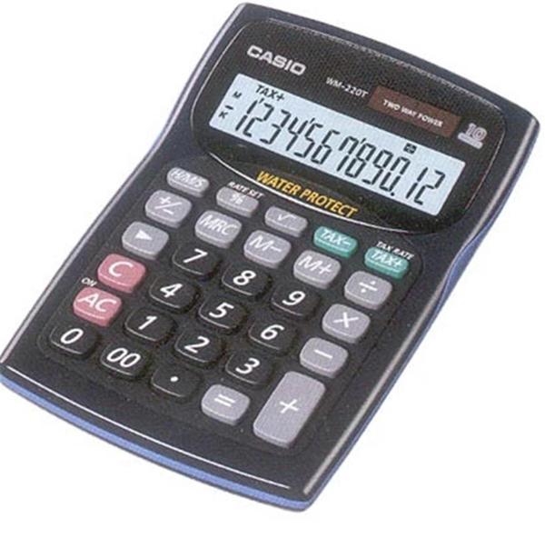 Casio WM-220MS-BU 12 Hane Mavi Suya-Toza Dayanıklı Masa Üstü Hesap Makinesi - Image 1