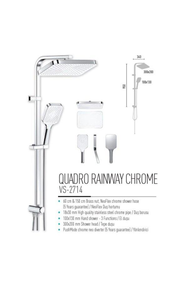Valtemo Quadro Rainway Chrome Robot Duş Seti - Image 1