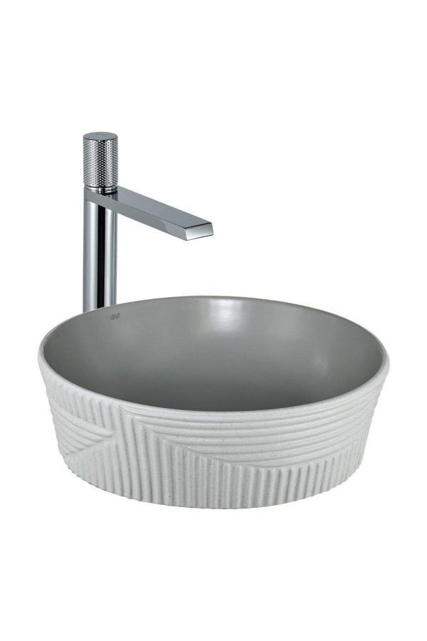 Lena Tezgahüstü Lavabo E-W1502Mag (Mat Gri-Beyaz) - Image 1