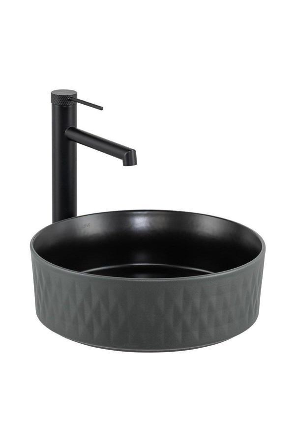Lena Tezgahüstü Lavabo (Mat Gri-Siyah) - Image 1