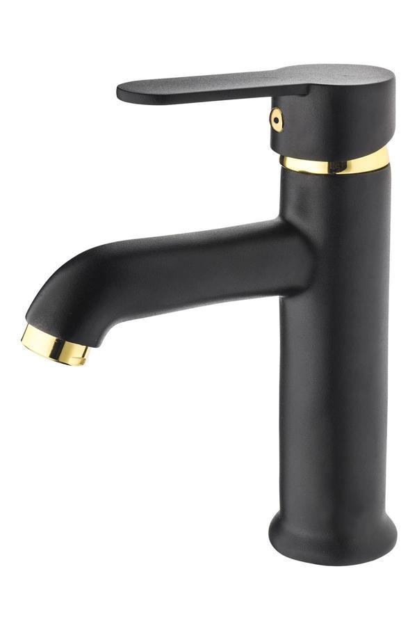 Gms Zirve Siyah Altın Lavabo Musluk Bataryası Zrv200 Çift Giriş - Image 1