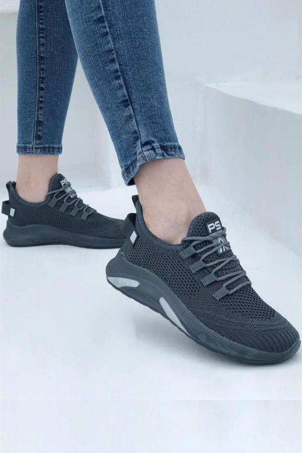 Kadın Sneaker Casual Rahat Bağcıklı Fileli Triko Spor Ayakkabı 1021-101-0014 - Image 1