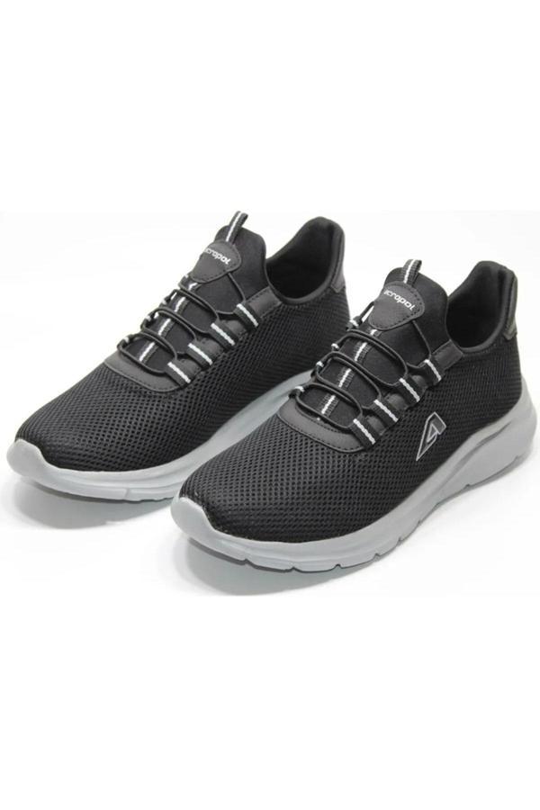 Erkek Sneaker Casual Rahat Bağcıksız Fileli Spor Ayakkabı 2003-101-0002 Siyah-Beyaz-41 - Image 1