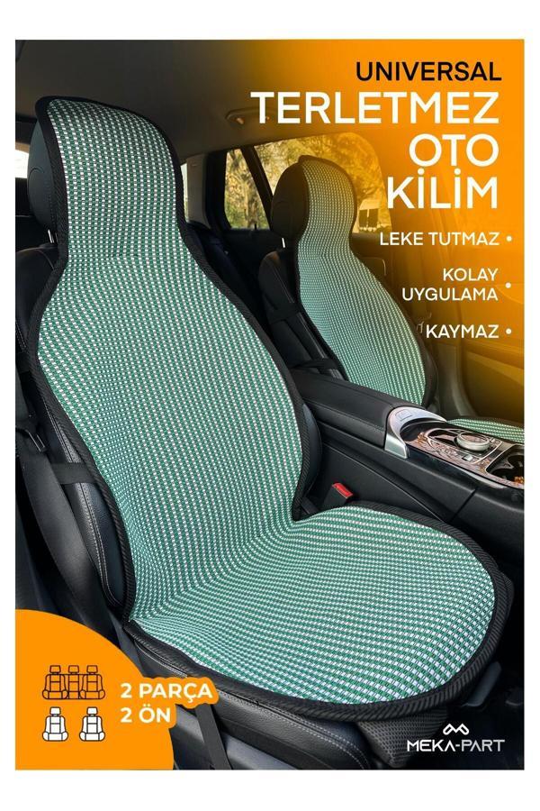 Trend Oto Koltuk Koruyucu Kılıf 2 Parça Universal Ön Koltuklar Yeşil Beyaz %100 Pamuk - Image 1
