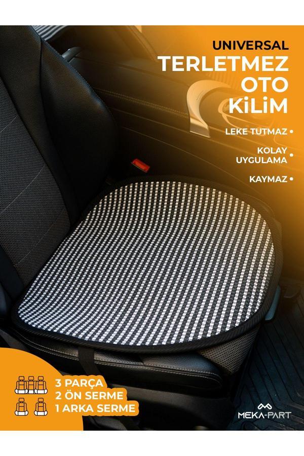 Trend Oto Koltuk Koruyucu Kılıf 3 Parça Serme Universal Çizgili Füme Beyaz - Image 1