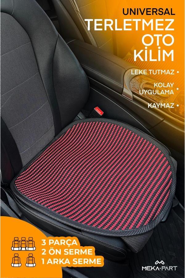 Trend Oto Koltuk Koruyucu Kılıf 3 Parça Serme Universal Kırmızı Siyah - Image 1