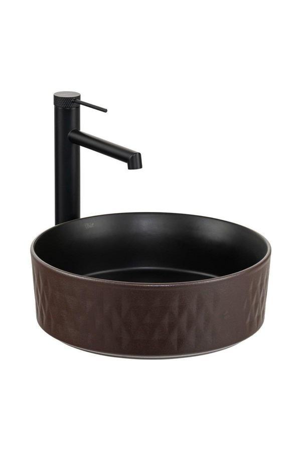 Lena Tezgahüstü Lavabo (Mat Kahve-Siyah) E-W5001Ks - Image 1