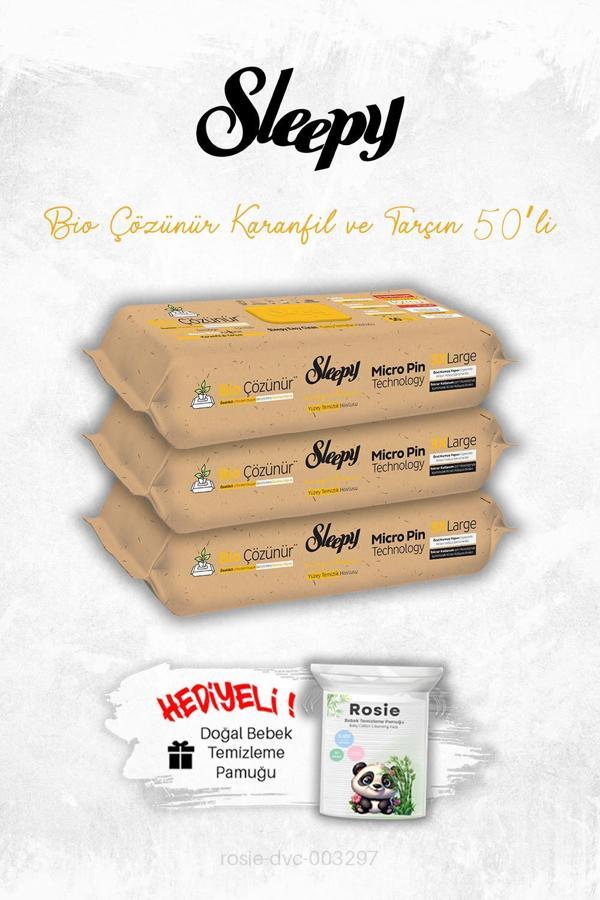 3 Adet Bio Çözünür Karanfil ve Tarçın Yüzey Temizleme Havlusu 50'li ve ROSIE - Image 1
