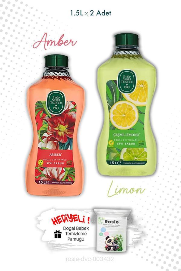 Zeytinyağlı Çeşme Limonu ve Amber Sıvı Sabun 1.5L  Eyüp Sabri Tuncer ve ROSIE - Image 1