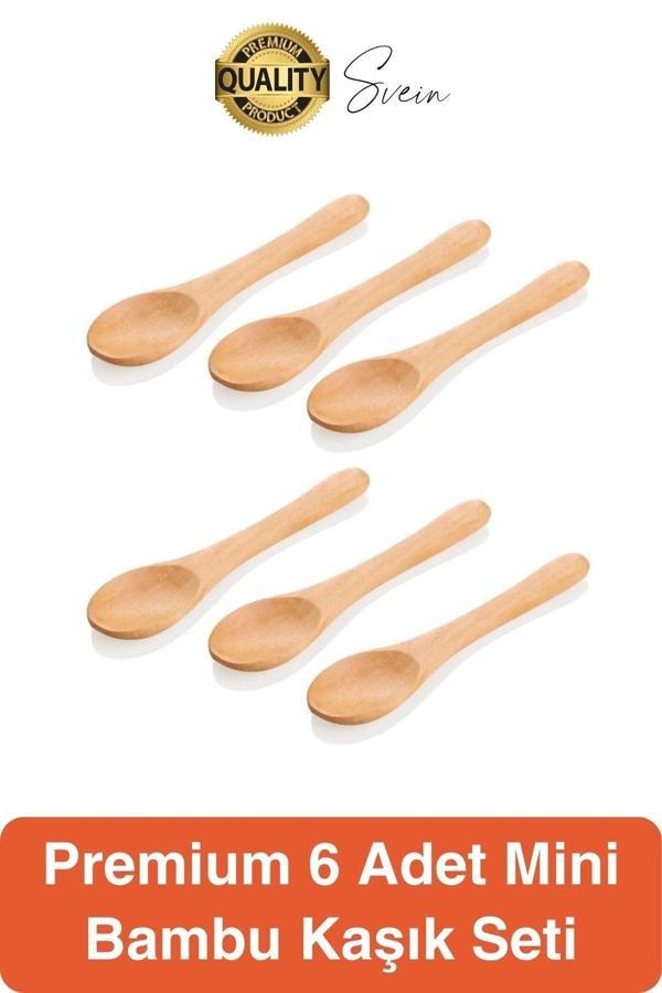 6'lı Mini Bambu Mama ve Baharat Kaşığı Seti Ahşap Çevre Dostu Mutfakta Reçel Bal Dondurma Çorba - Image 1