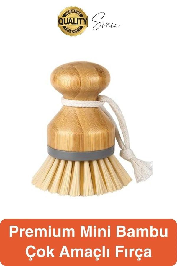 Mini Bambu Fırça Yuvarlak Sofra Temizleme Avuç İçi Mutfak Lavabosu Banyo Temizliği Tava Berber - Image 1