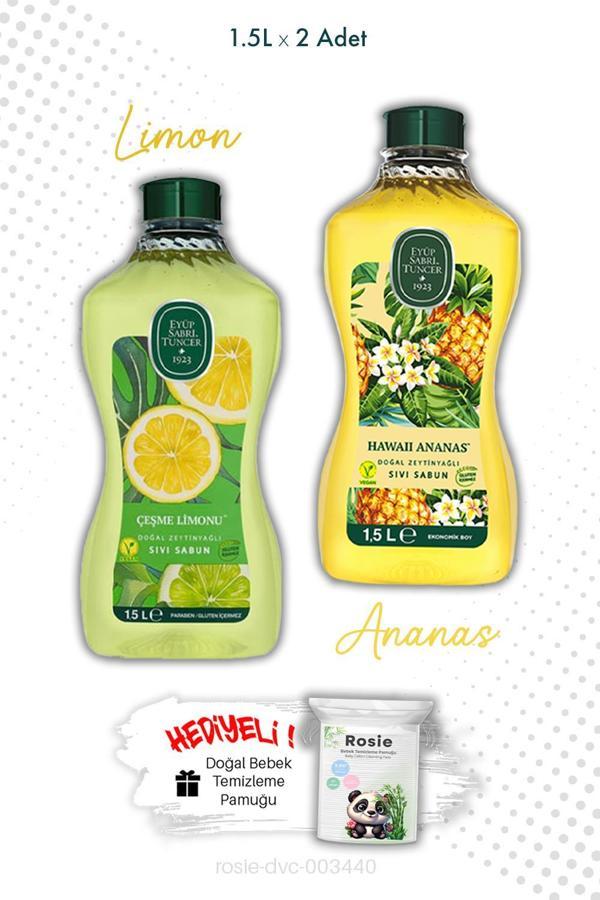Zeytinyağlı Çeşme Limonu ve Hawaii Ananas Sıvı Sabun 1.5L ve ROSIE - Image 1