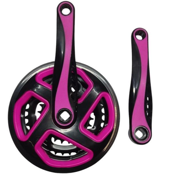 Bisiklet Aynakol Sağ Sol Takım 3 Lü Dişli- 24/34/42T x 170mm Siyah Pembe Renk - Image 1