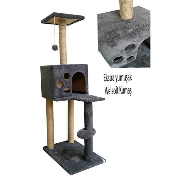 Reyo Pet Kedi Tırmalama ve Oyun Evi Antrasit - Image 1