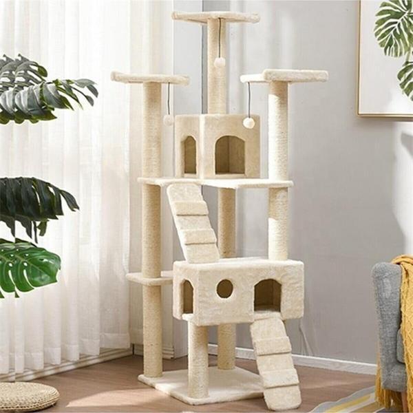 Reyo Pet Residence Kedi Tırmalama Evi Beyaz - Image 1