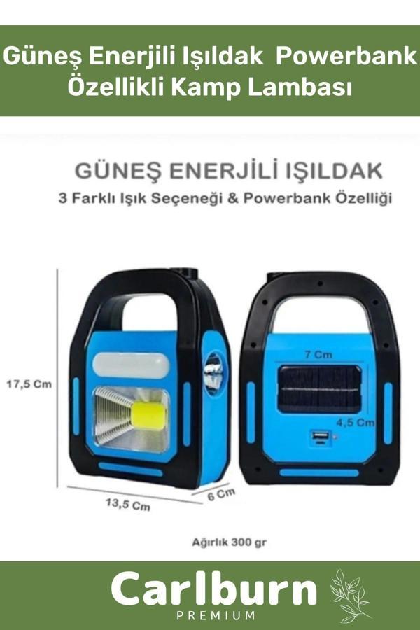 Özel Üretim Darbeye Dayanıklı 300 Gram Usb Güneş Enerjili Işıldak Powerbank Özellikli Kamp Lambası - Image 1