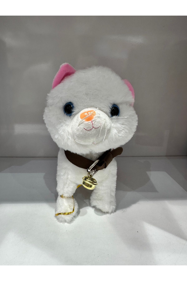 Kedi Tasmalı Kumandalı Yürüyen Sevimli Kedi Peluş Kedi Tasmalı Kedi Beyaz - Image 1