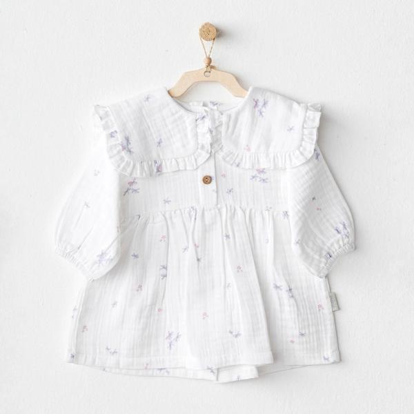 Andywawa Ac25585 Magical Butterfly Müslin Bebek Elbise White - Image 1