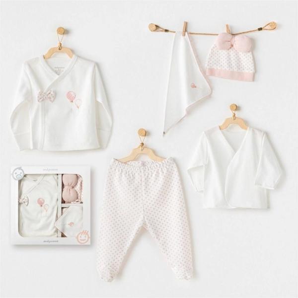 Andywawa Ac25550 Newborn Set Pınk Baloons 5'li Hastane Çıkışı Ekru - Image 1