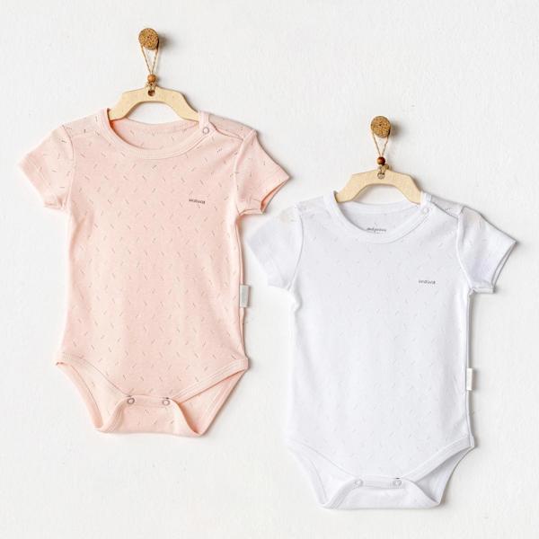 Andywawa Ac25554 Sleeve Jacquard 2'li Basic Body Pink White - Image 1