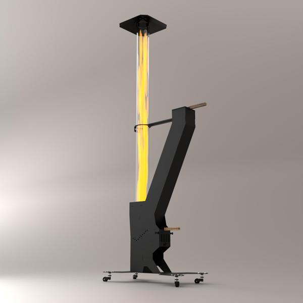 Kamp Ayısı® SolarFlame™ Camlı Füze Tipi Tekerlekli Roket Pelet Sobası - Dış Mekan Bahçe Cafe Isıtıcı - Image 1